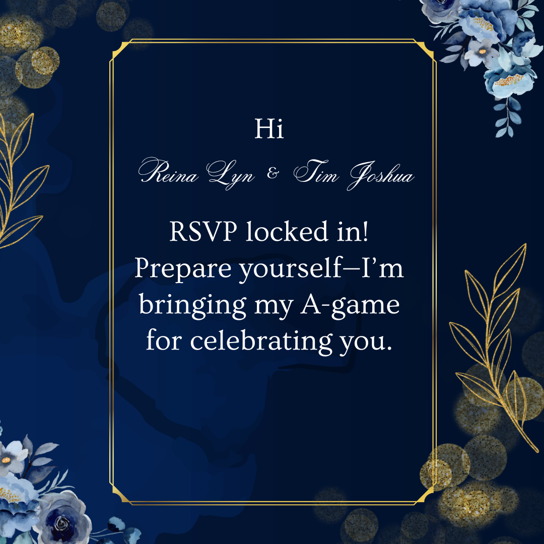 RSVP confirmation card 5 celebrating the couple.